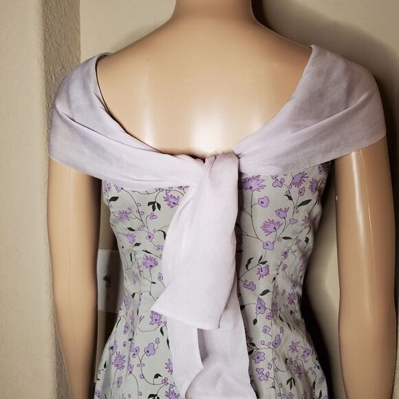 Vintage lavender floral print midi dress by Bellum - Picture 11 of 11